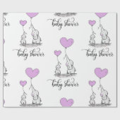 Elephant Mommy & Baby Shower Lavender Lila Geschenkpapier (Flach)
