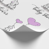 Elephant Mommy & Baby Shower Lavender Lila Geschenkpapier (Ecke)