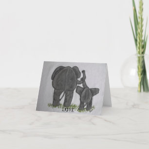 Elephant Mommy & Baby - Truest Liebe Karte