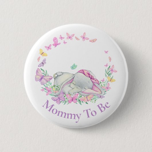 Elephant Mommy soll Butterfly Pink Button sein (Vorderseite)