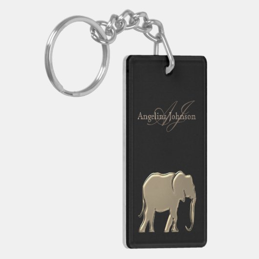 Elephant Monogram Gold und Black Schlüsselanhänger (Vorderseite links)