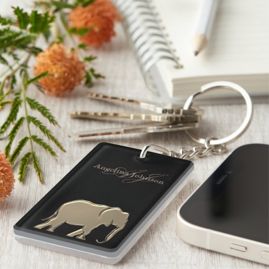 Elephant Monogram Gold und Black Schlüsselanhänger (Vorderseite rechts)