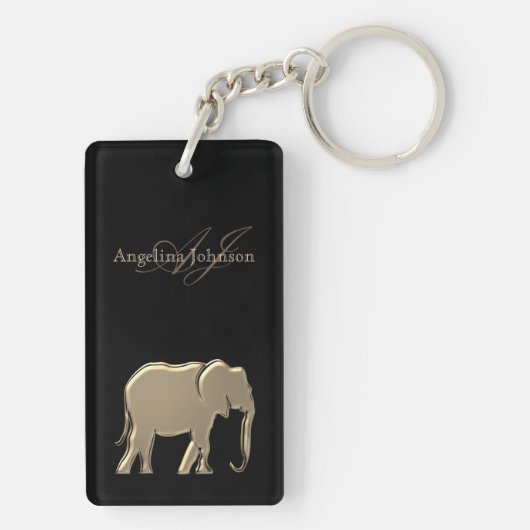 Elephant Monogram Gold und Black Schlüsselanhänger (Rückseite)