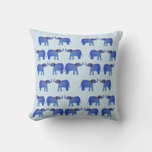 Elephant Mood Cushion, Blaues Elefantenmuster