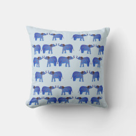 Elephant Mood Cushion, Blaues Elefantenmuster Kissen