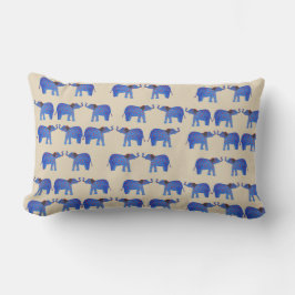 Elephant Mood Lumbar Cushion, Blauer Elefant Lendenkissen