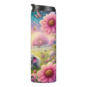 Elephant Mother and Baby in Blume Meadow Thermosbecher (Nach rechts gedreht)