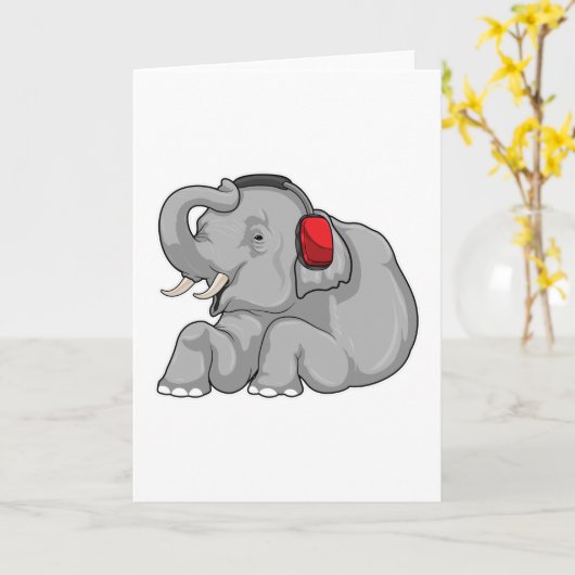 Elephant Music Headphone Karte (Gelbe Blume)