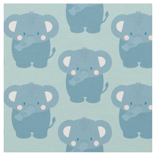 Elephant Muster Light Blue Stoff (Nahaufnahme)