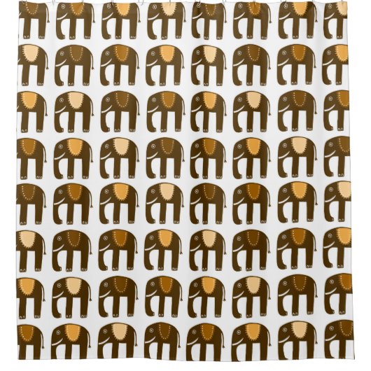 Elephant Muster Neutral Brown Duschvorhang (Vorderseite)