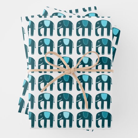 Elephant Muster Niedlich Bright Simple Blue Aqua G Geschenkpapier Set (Beispiel)