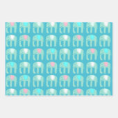 Elephant Muster Niedlich Bright Simple Pink Aqua G Geschenkpapier Set (Vorderseite 3)