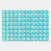 Elephant Muster Niedlich Bright Simple Pink Aqua G Geschenkpapier Set (Vorderseite)