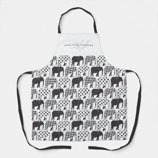 Elephant Name Schwarz-Weiß-Muster Schürze (Vorderseite)