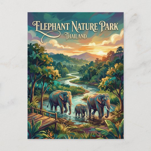 Elephant Nature Park Thailand Postkarte (Vorderseite)