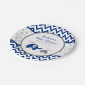 Elephant Navy Blue Gray Baby Shower Pappteller (Schrägansicht)