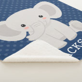 Elephant Navy Blue Polka Dot Personalisiert Boy Sherpadecke (3/4)