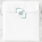 Elephant Neutral Baby Dusche Quadratischer Aufkleber (Tasche)