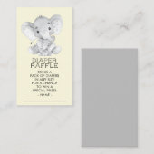 Elephant Neutral Baby Duwer Diaper Raffle Ticket Begleitkarte (Vorne/Hinten)