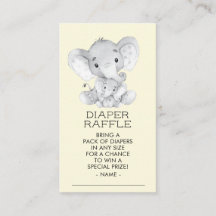 Elephant Neutral Baby Duwer Diaper Raffle Ticket