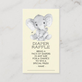 Elephant Neutral Baby Duwer Diaper Raffle Ticket Begleitkarte