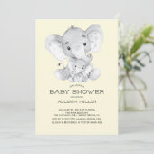 Elephant Neutral Baby Shower Einladung (Stehend Vorderseite)
