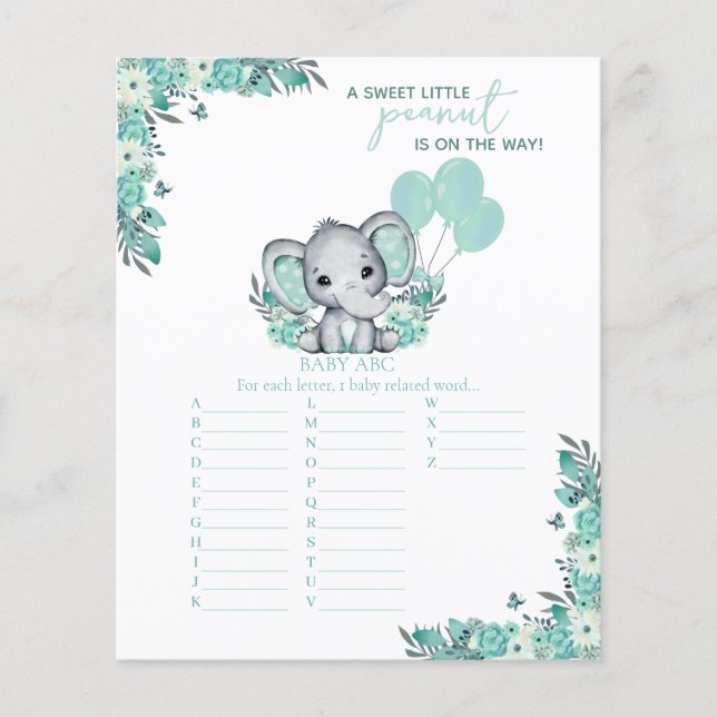 Elephant Neutral Baby Shower Game (Vorderseite)
