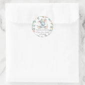 Elephant New Baby Pink Ivory Blumengrün Gefallen Runder Aufkleber (Tasche)