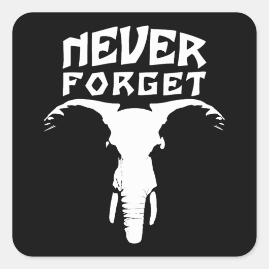 Elephant nie vergessen quadratischer aufkleber (Vorderseite)