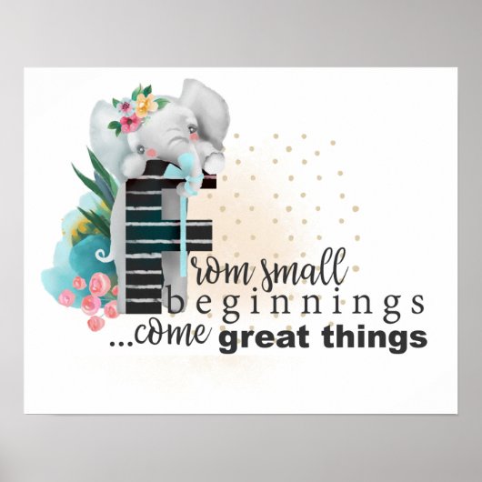 Elephant Niedlich Baby Sprichwort Floral Poster (Vorne)