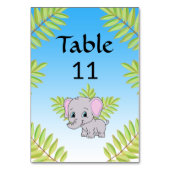 Elephant Niedlich Boy Blue Ombre Thema Kinderdusch Tischnummer (Rückseite)