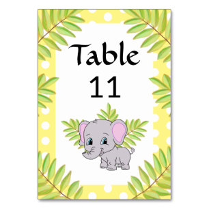 Elephant Niedlich Gender Neutral Theme Kinderdusch Tischnummer