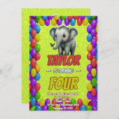 Elephant Niedlich Personalisierten Geburtstag Einl Einladung (Vorne/Hinten)