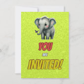 Elephant Niedlich Personalisierten Geburtstag Einl Einladung (Rückseite)