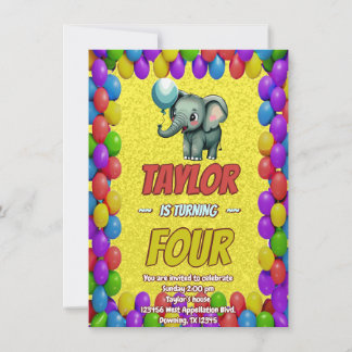 Elephant Niedlich Personalisierten Geburtstag Einl Einladung