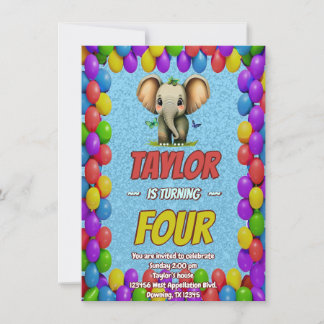 Elephant Niedlich Personalisierten Geburtstag Einl Einladung