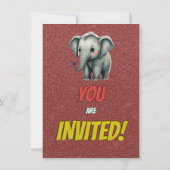Elephant Niedlich Personalisierten Geburtstag Einl Einladung (Rückseite)