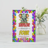 Elephant Niedlich Personalisierten Geburtstag Einl Einladung (Stehend Vorderseite)