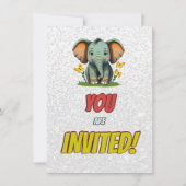 Elephant Niedlich Personalisierten Geburtstag Einl Einladung (Rückseite)