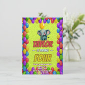 Elephant Niedlich Personalisierten Geburtstag Einl Einladung (Stehend Vorderseite)