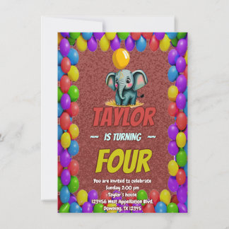 Elephant Niedlich Personalisierten Geburtstag Einl Einladung