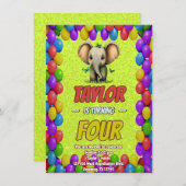 Elephant Niedlich Personalisierten Geburtstag Einl Einladung (Vorne/Hinten)