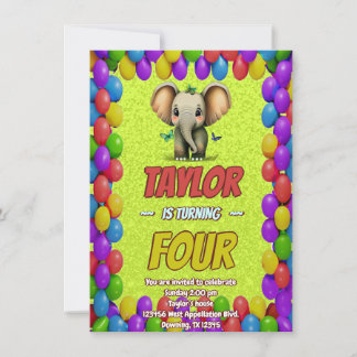 Elephant Niedlich Personalisierten Geburtstag Einl Einladung