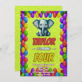 Elephant Niedlich Personalisierten Geburtstag Einl Einladung (Vorne/Hinten)
