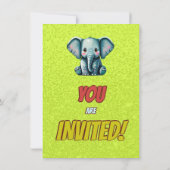 Elephant Niedlich Personalisierten Geburtstag Einl Einladung (Rückseite)