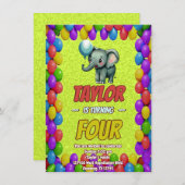 Elephant Niedlich Personalisierten Geburtstag Einl Einladung (Vorne/Hinten)