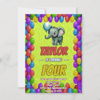 Elephant Niedlich Personalisierten Geburtstag Einl Einladung