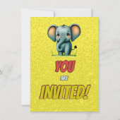 Elephant Niedlich Personalisierten Geburtstag Einl Einladung (Rückseite)
