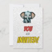 Elephant Niedlich Personalisierten Geburtstag Einl Einladung (Rückseite)