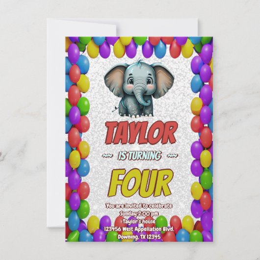 Elephant Niedlich Personalisierten Geburtstag Einl Einladung (Vorderseite)